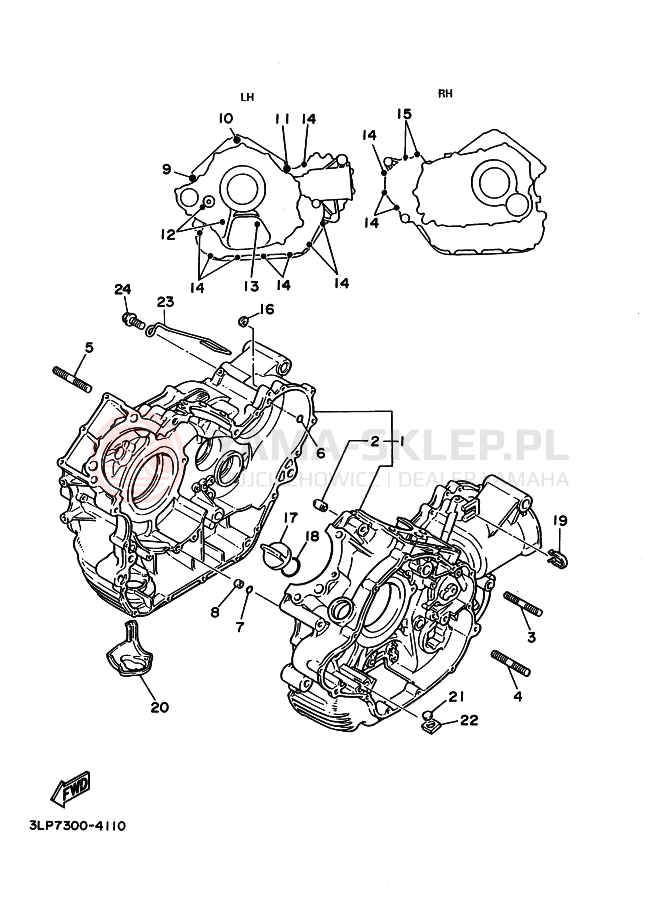 Schemat "Pokrywa silnika" do Yamaha VIRAGO