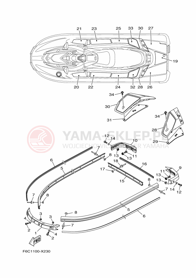 Schemat "GUNWALE - MAT" do Yamaha JB1050-X
