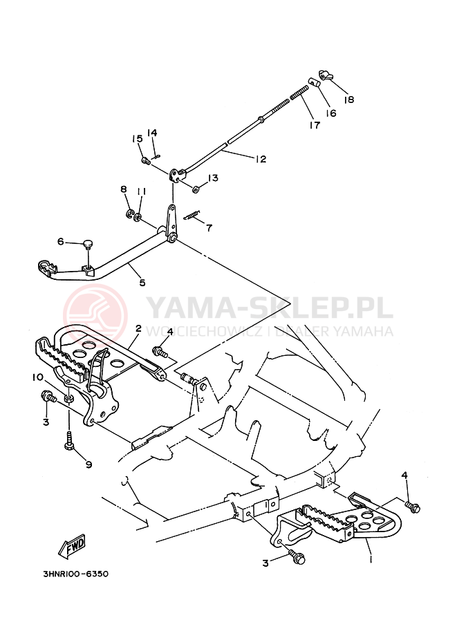 Schemat "Stopka postojowa i podnóżki" do Yamaha YFM400FW