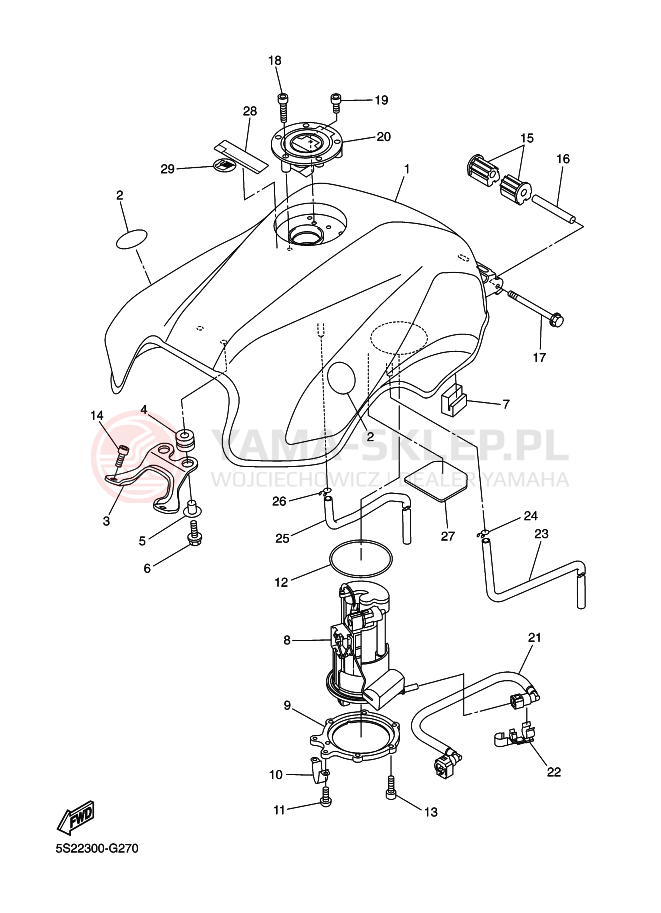 Schemat "zbiornik paliwa" do Yamaha FAZER