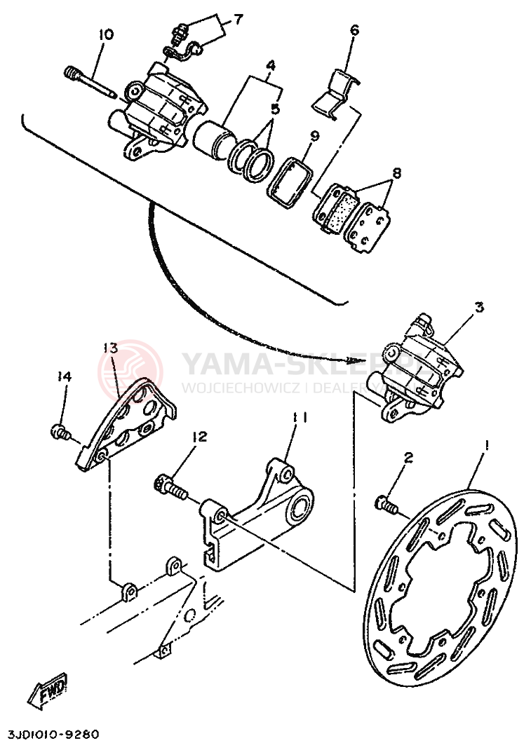 Schemat "Zacisk hamulcowy tylny" do Yamaha YZ250