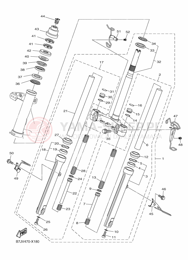 Schemat "Amortyzatory przód" do Yamaha RAYZR