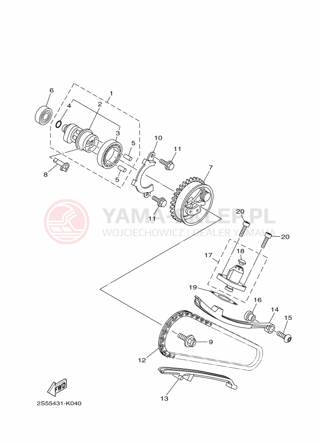 Schemat "Wałek rozrządu" do Yamaha T135FI
