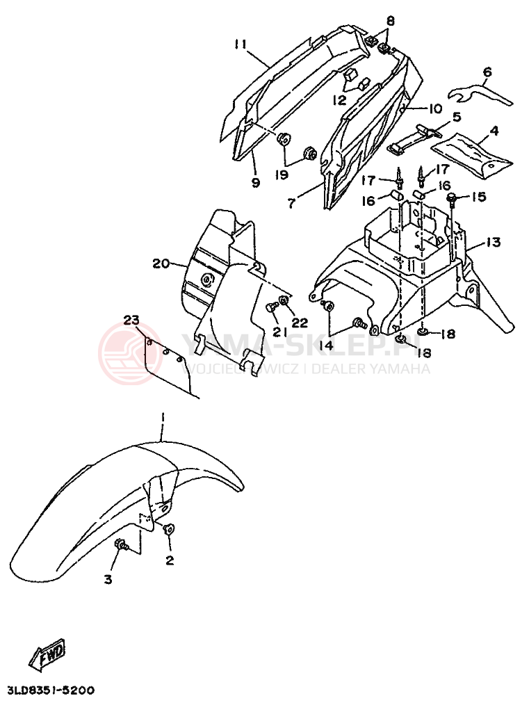 Schemat "błotnik" do Yamaha XTZ750 SUPERTENERE