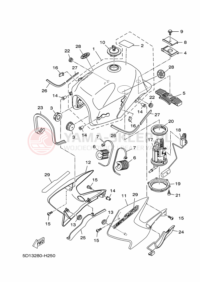 Schemat "zbiornik paliwa" do Yamaha YBR