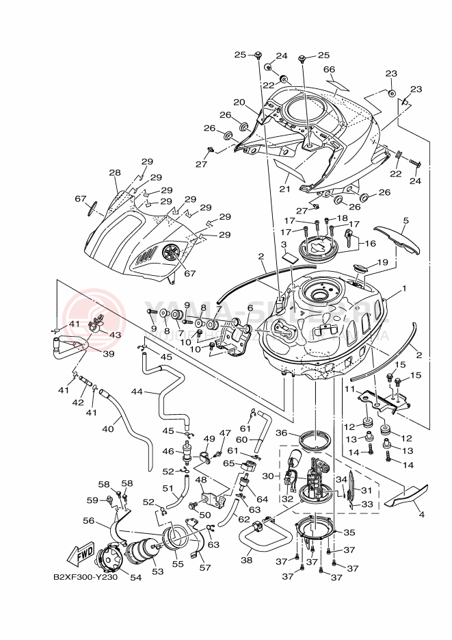 Schemat "zbiornik paliwa" do Yamaha R3