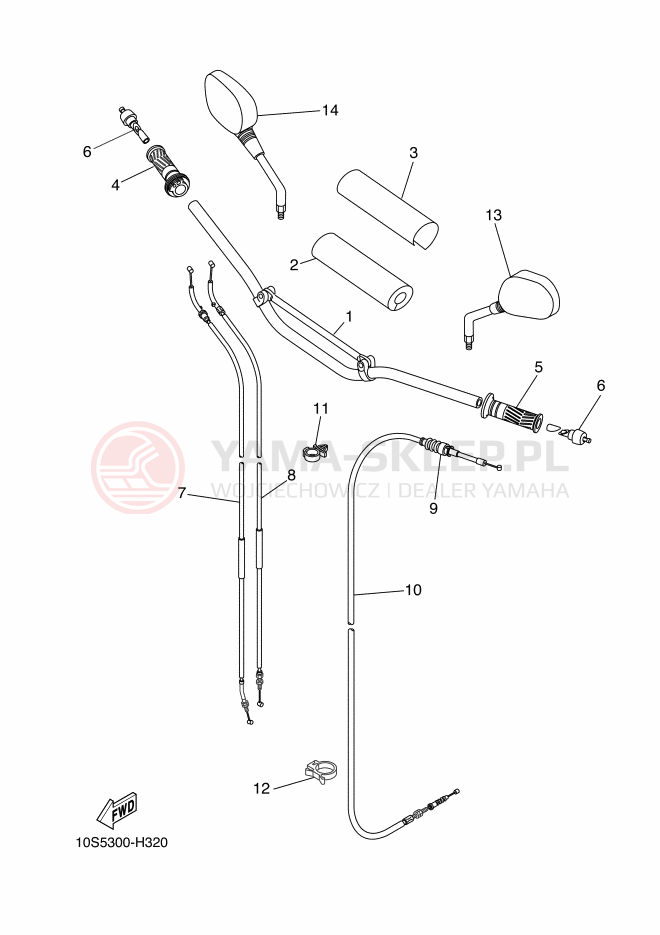 Schemat "Kierownica i osprzęt" do Yamaha XT660X