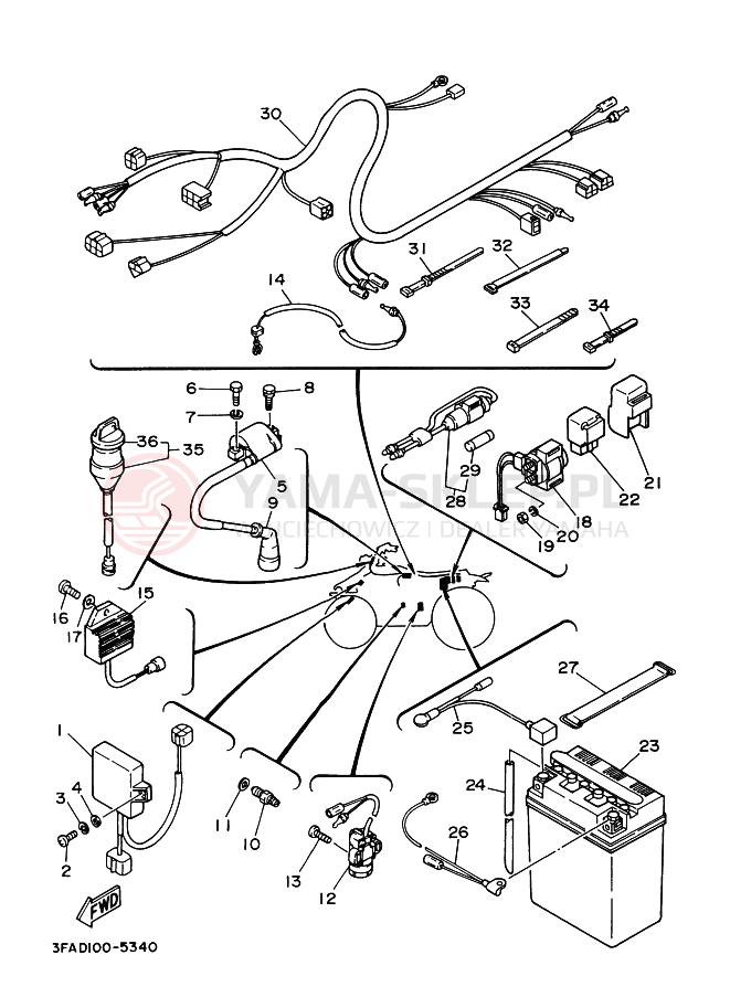 Schemat "układ elektryczny" do Yamaha BREEZE