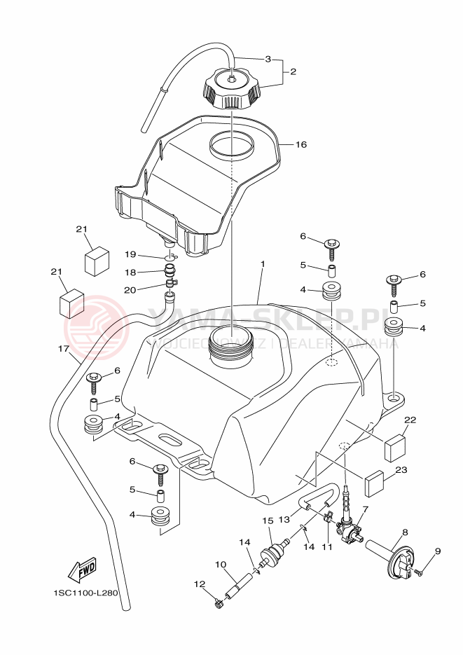 Schemat "zbiornik paliwa" do Yamaha YFM300