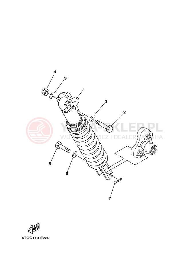 Schemat "zawieszenie tył" do Yamaha YFZ450