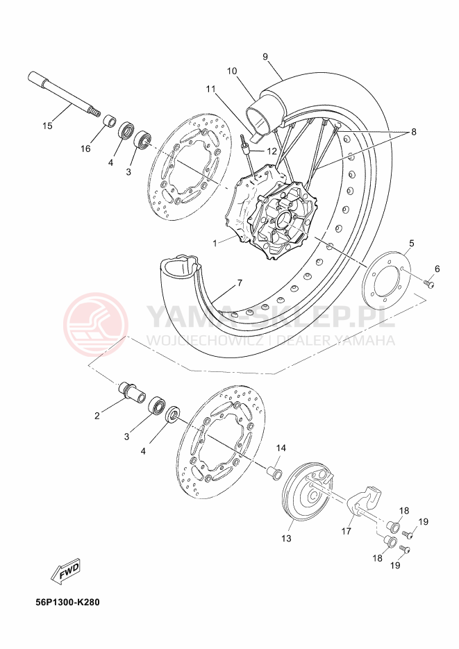 Schemat "Koło przód" do Yamaha XT660Z ABS