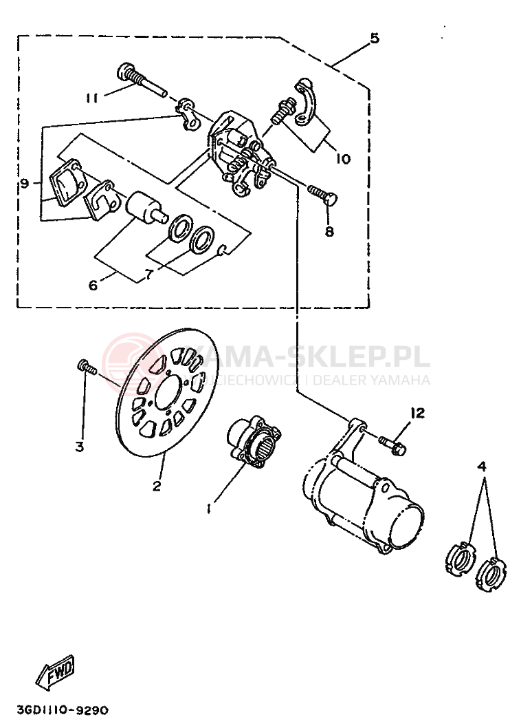 Schemat "Zacisk hamulcowy tylny" do Yamaha WARRIOR