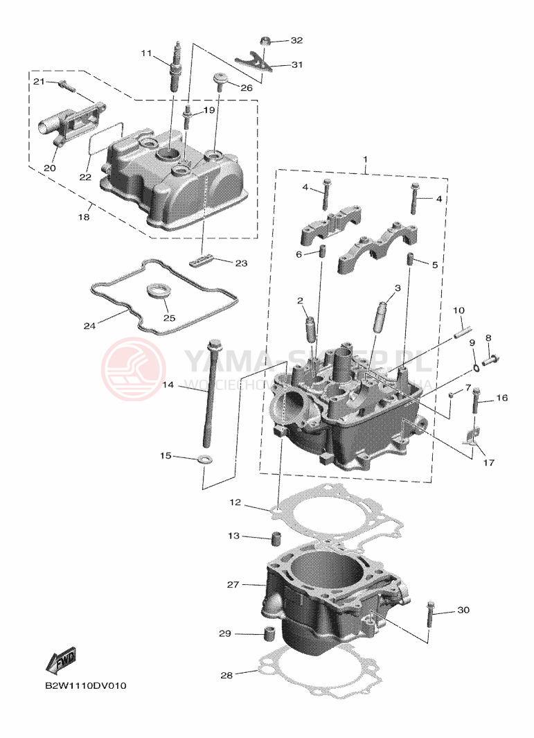 Schemat "cylinder" do Yamaha YZ450F
