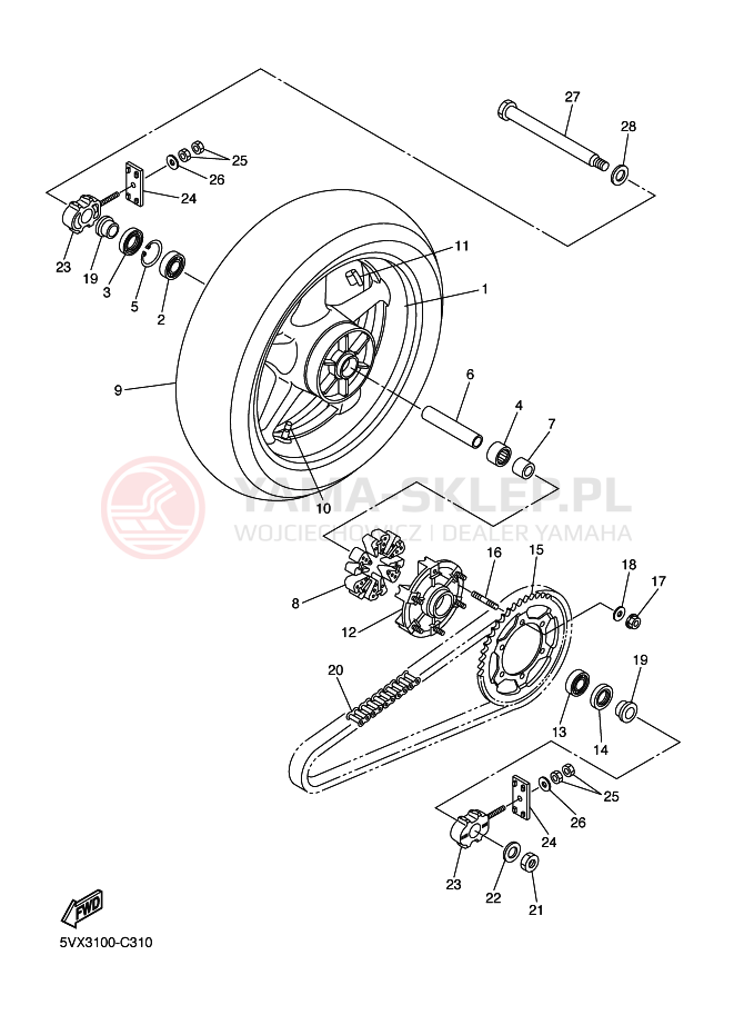Schemat "Koło tył" do Yamaha FZ6-S FAZER