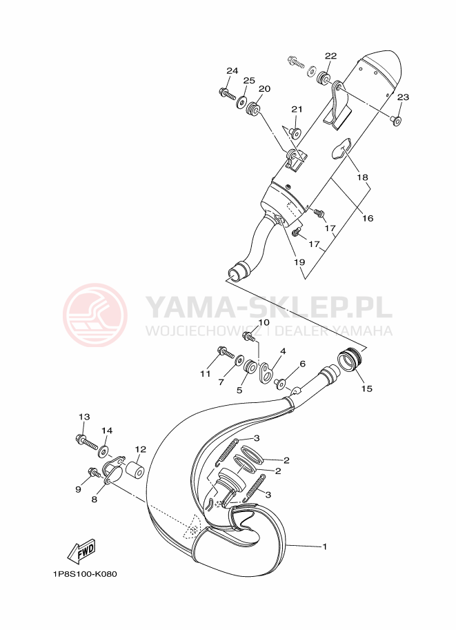 Schemat "Wydech końcowy" do Yamaha YZ250X