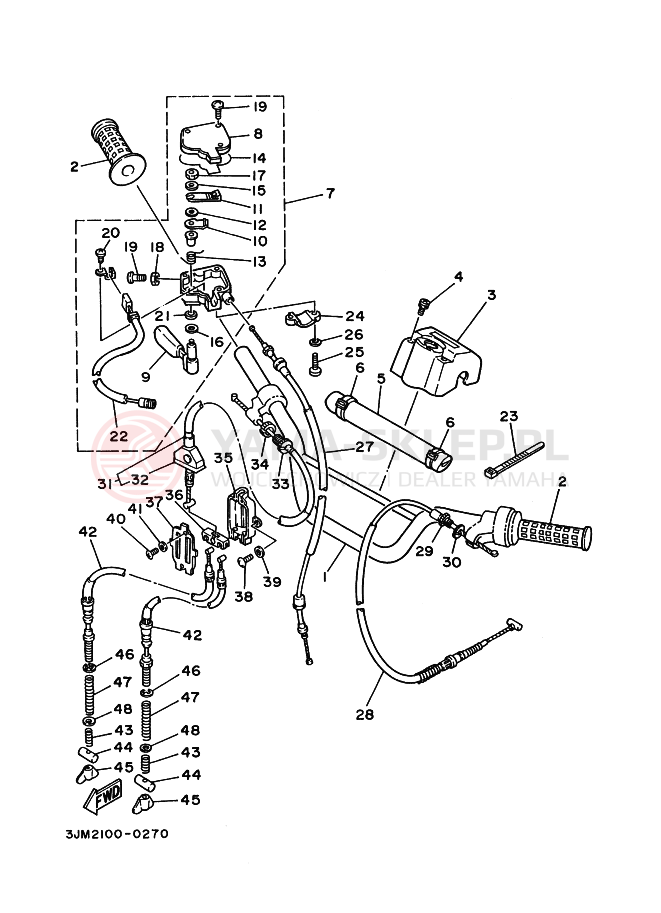 Schemat "Kierownica i osprzęt" do Yamaha BLASTER