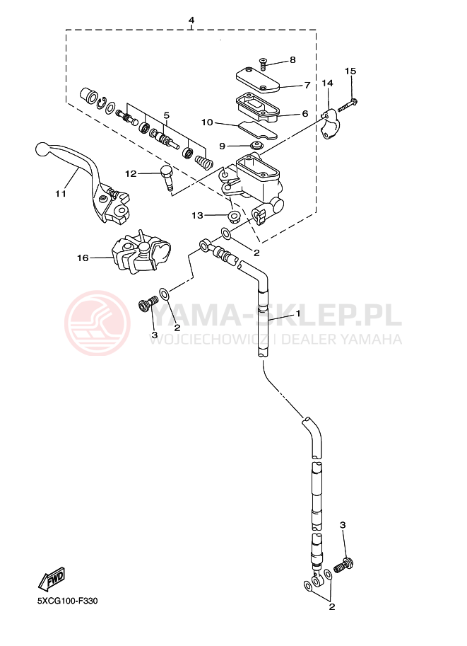 Schemat "Pompa hamulcowa przednia" do Yamaha YZ250F
