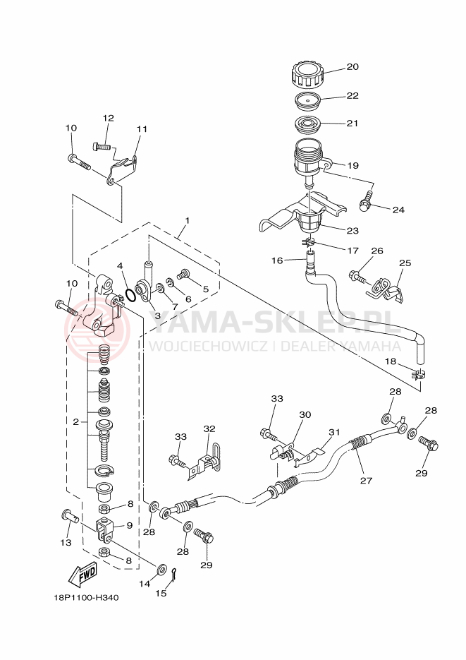 Schemat "Pompa hamulcowa tył" do Yamaha YFZ450R