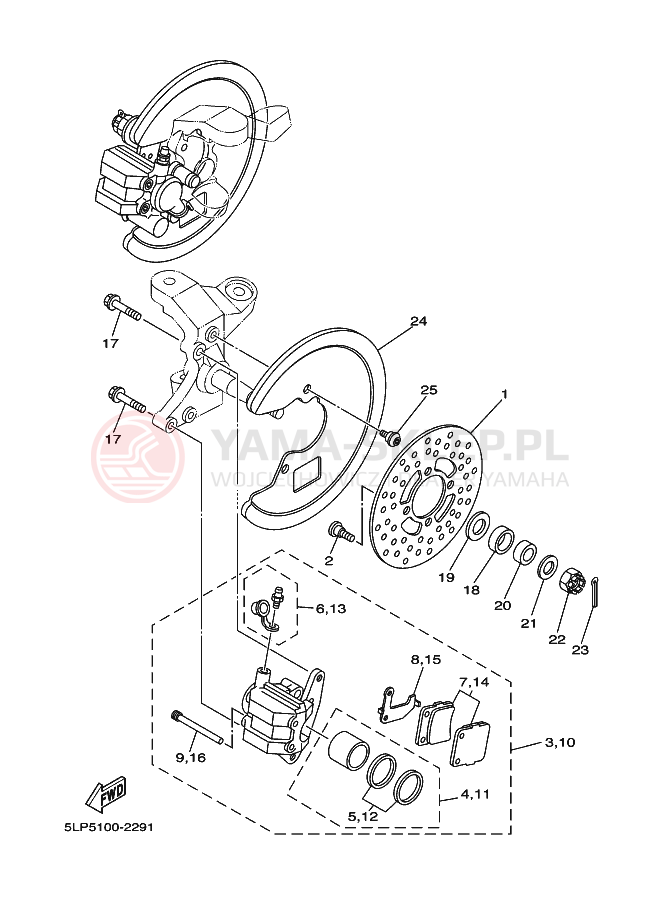 Schemat "Koło przód" do Yamaha YFM660RLER
