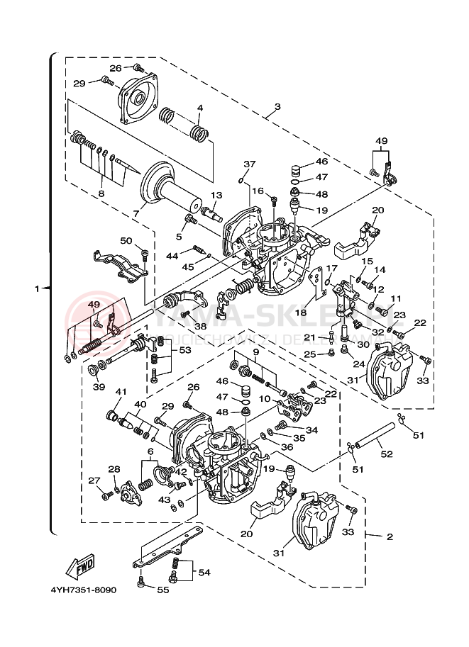 Schemat "Gaźnik" do Yamaha XV535 VIRAGO