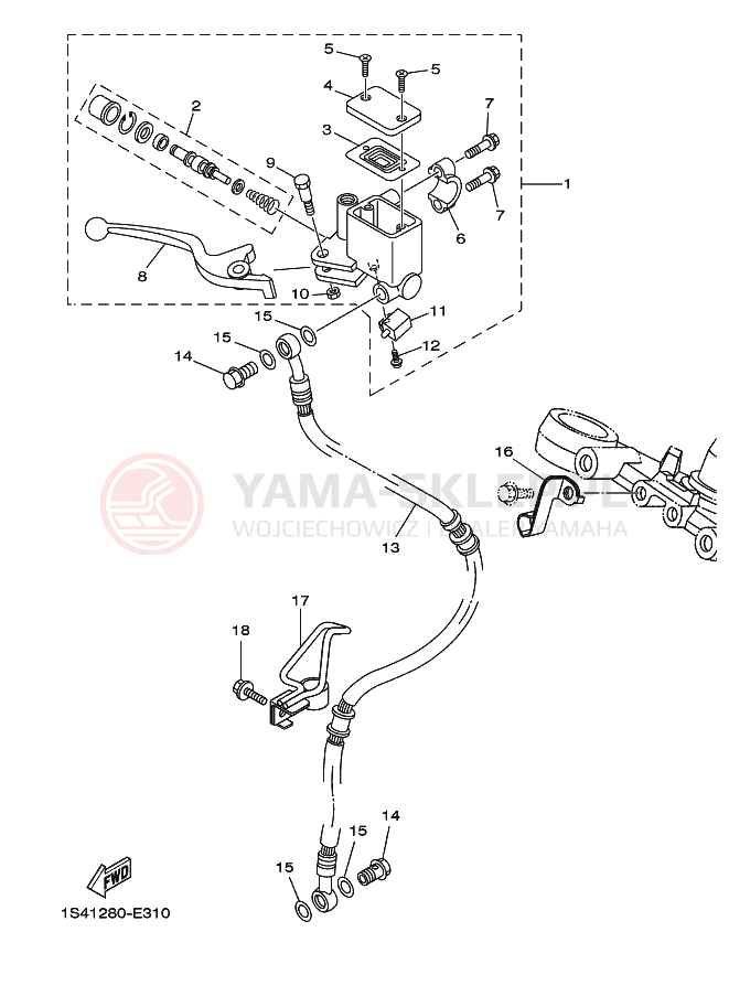 Schemat "Pompa hamulcowa przednia" do Yamaha YBR250