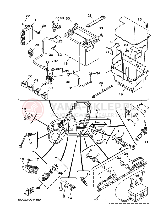 Schemat "układ elektryczny" do Yamaha RHINO