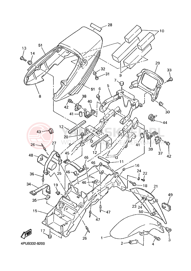 Schemat "błotnik" do Yamaha XJR1200SP
