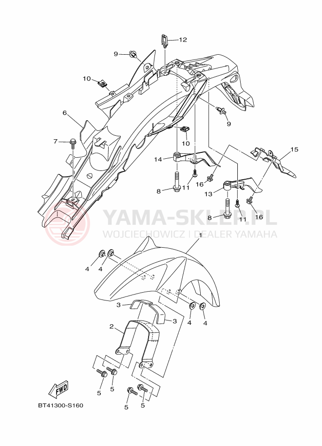 Schemat "błotnik" do Yamaha YS125