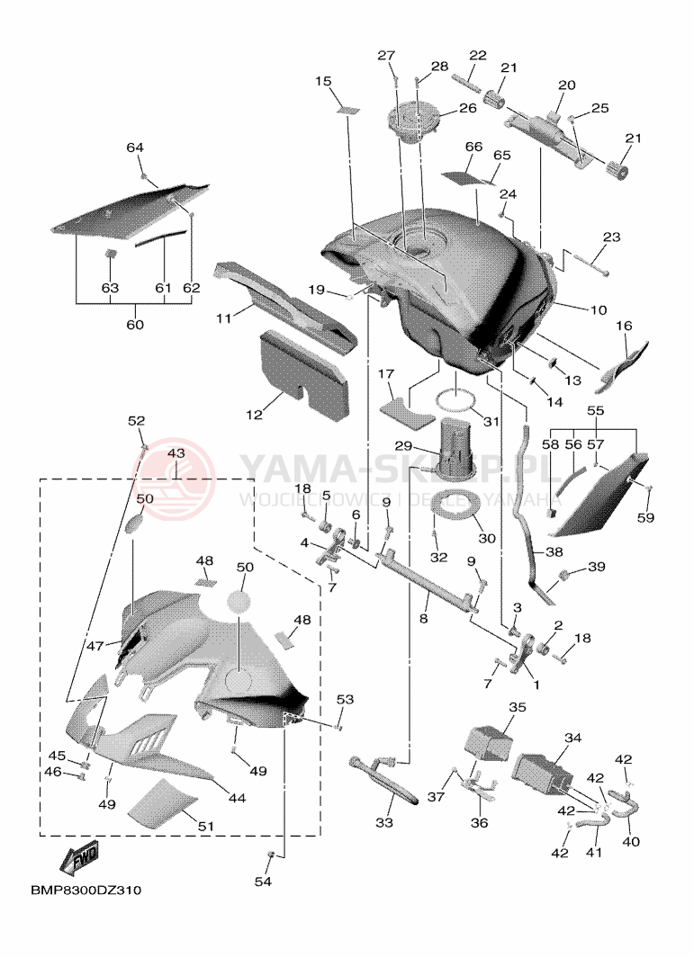 Schemat "zbiornik paliwa" do Yamaha R1