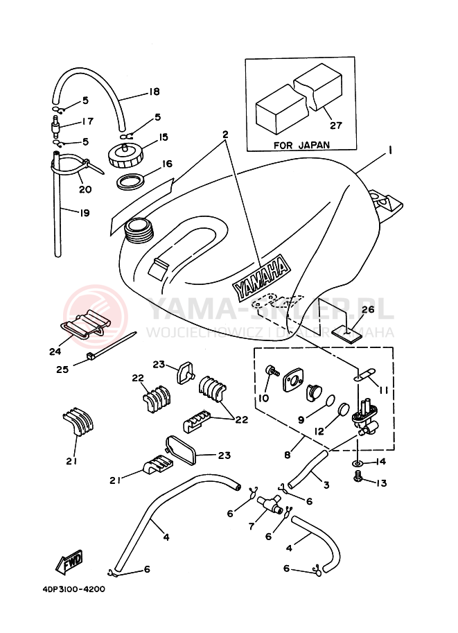 Schemat "zbiornik paliwa" do Yamaha TZ250