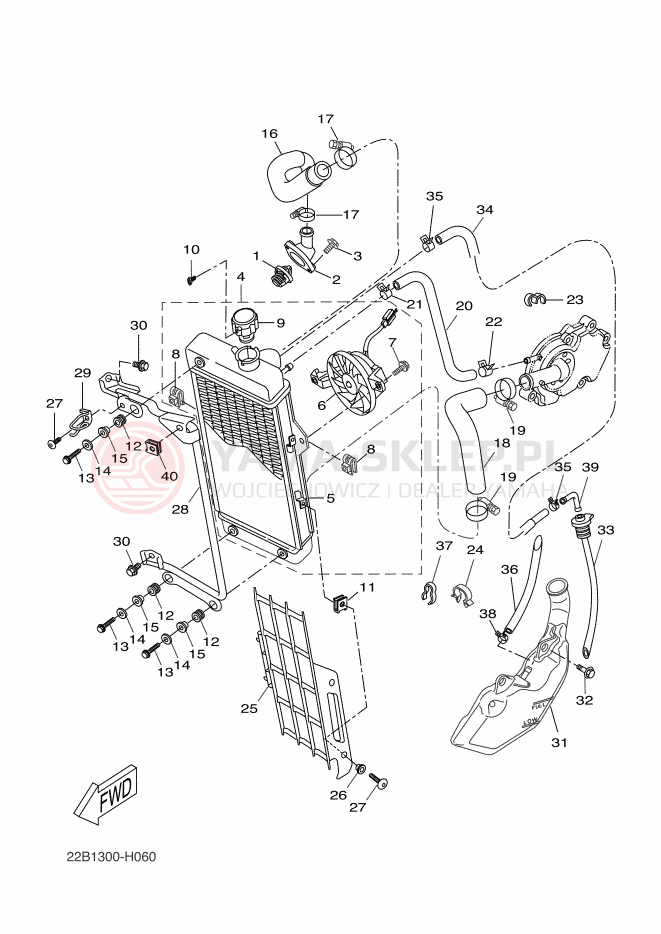 Schemat "Układ chlodzenia" do Yamaha WR125R