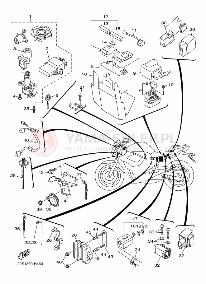 Schemat "układ elektryczny" do Yamaha XJ6