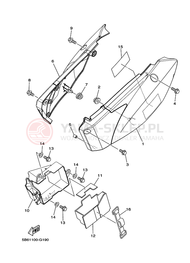 Schemat "Pokrywa boczna" do Yamaha TT-R110E