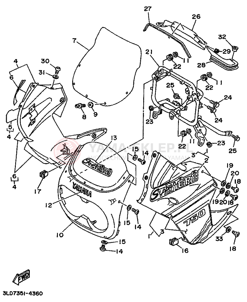 Schemat "elementy nadwozia" do Yamaha XTZ750 SUPERTENERE