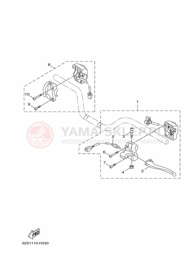 Schemat "Kierownica i osprzęt" do Yamaha BWS 125
