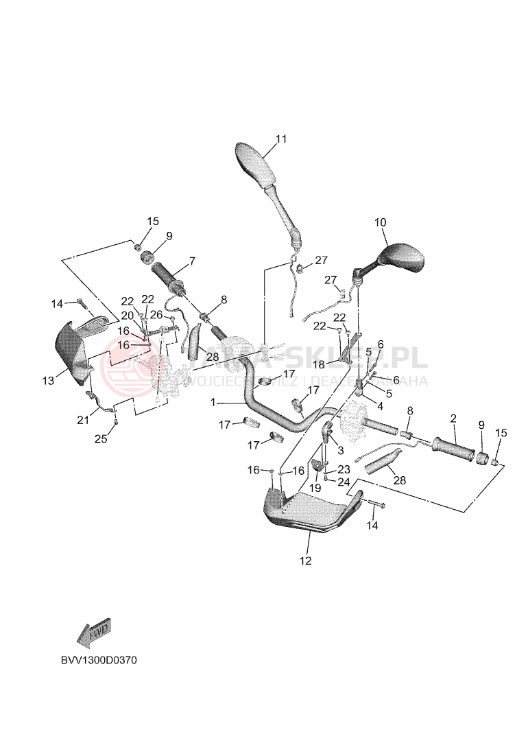 Schemat "Kierownica i osprzęt" do Yamaha TRACER 9 GT+ Y-AMT