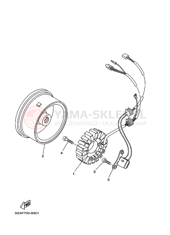 Schemat "prądnica" do Yamaha AG200F