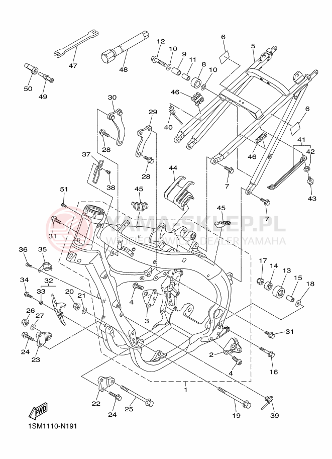 Schemat "rama" do Yamaha YZ250F