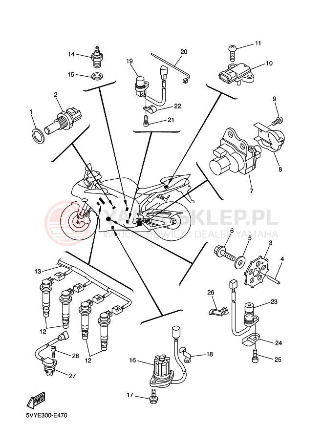 Schemat "układ elektryczny" do Yamaha YZF-R1