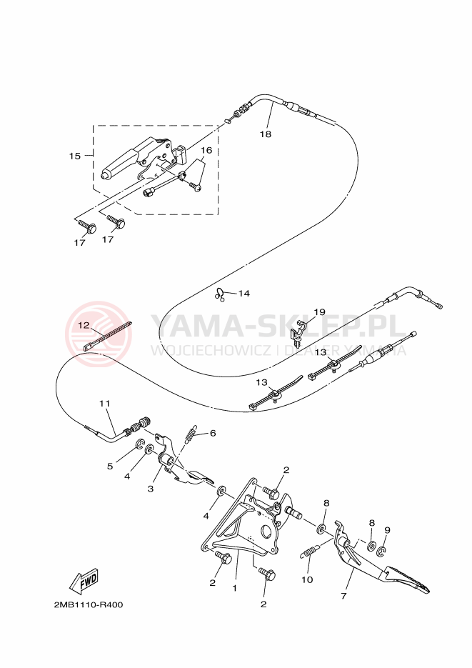 Schemat "PEDAL WIRE" do Yamaha WOLVERINE R