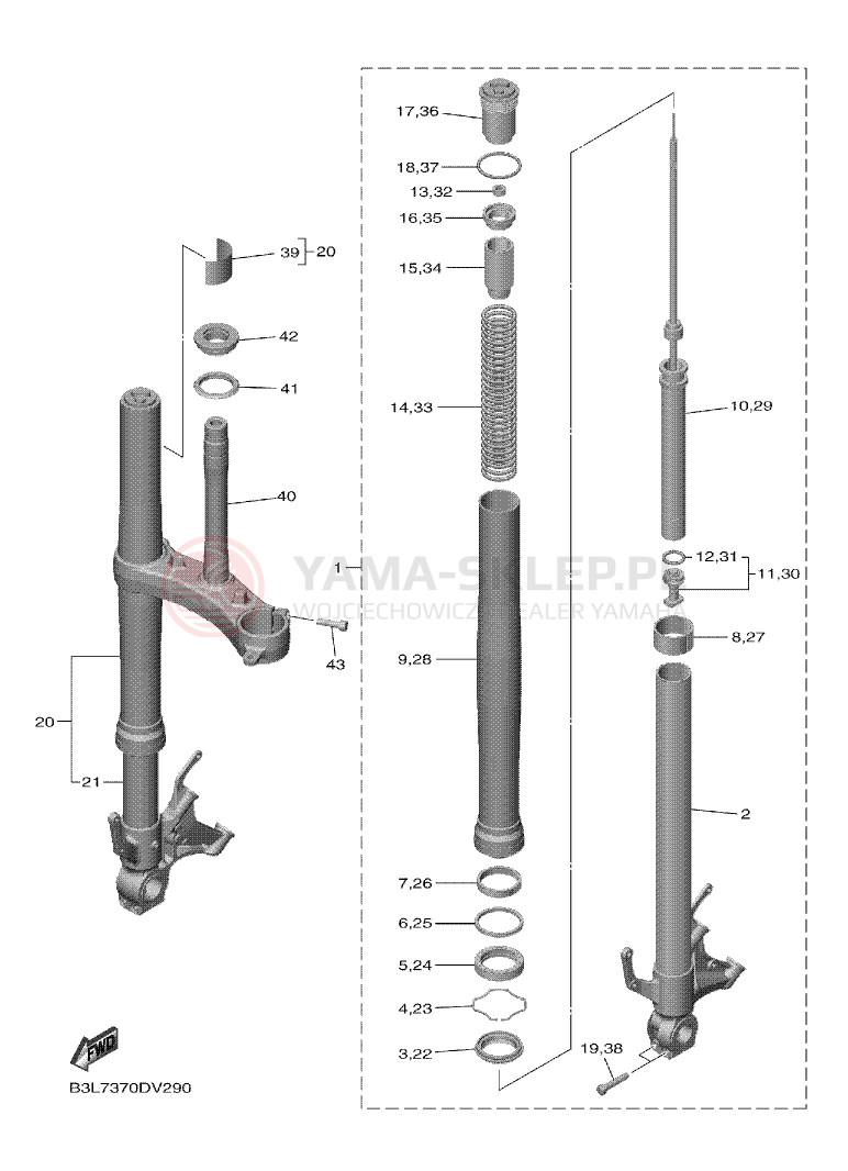 Schemat "Amortyzatory przód" do Yamaha YZF-R1