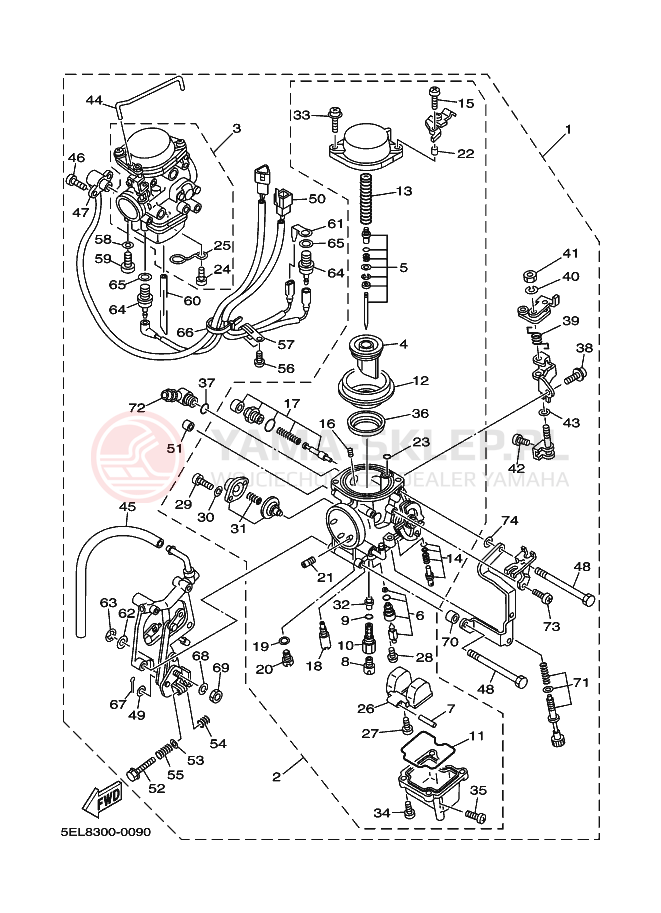 Schemat "Gaźnik" do Yamaha XVS1100A DRAGSTAR 1100 CLASSIC