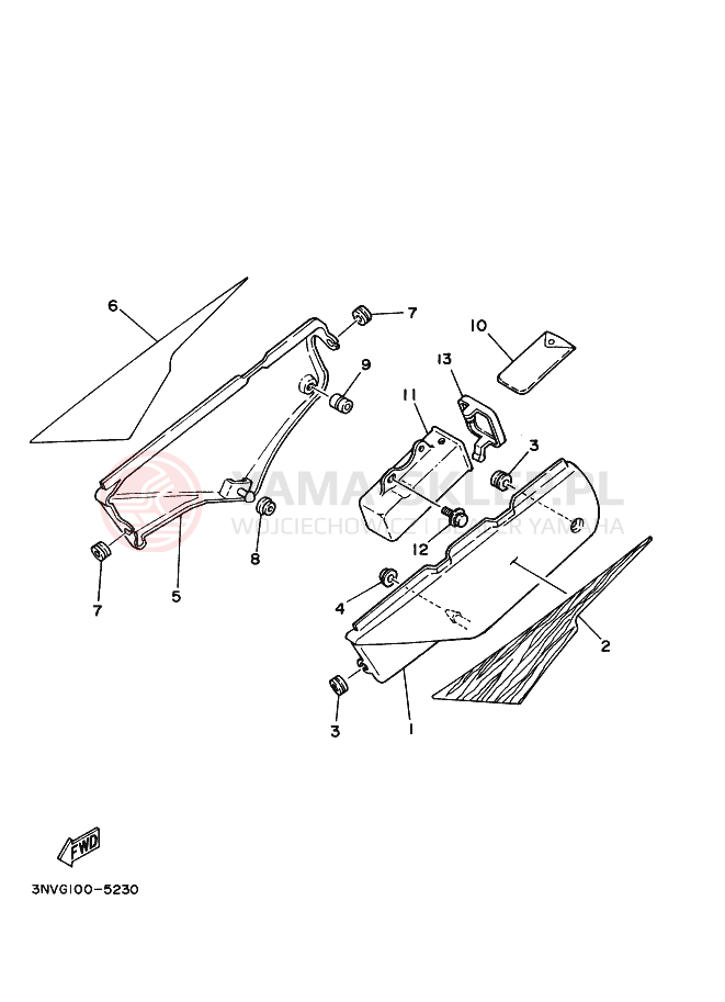 Schemat "Pokrywa boczna" do Yamaha XT350