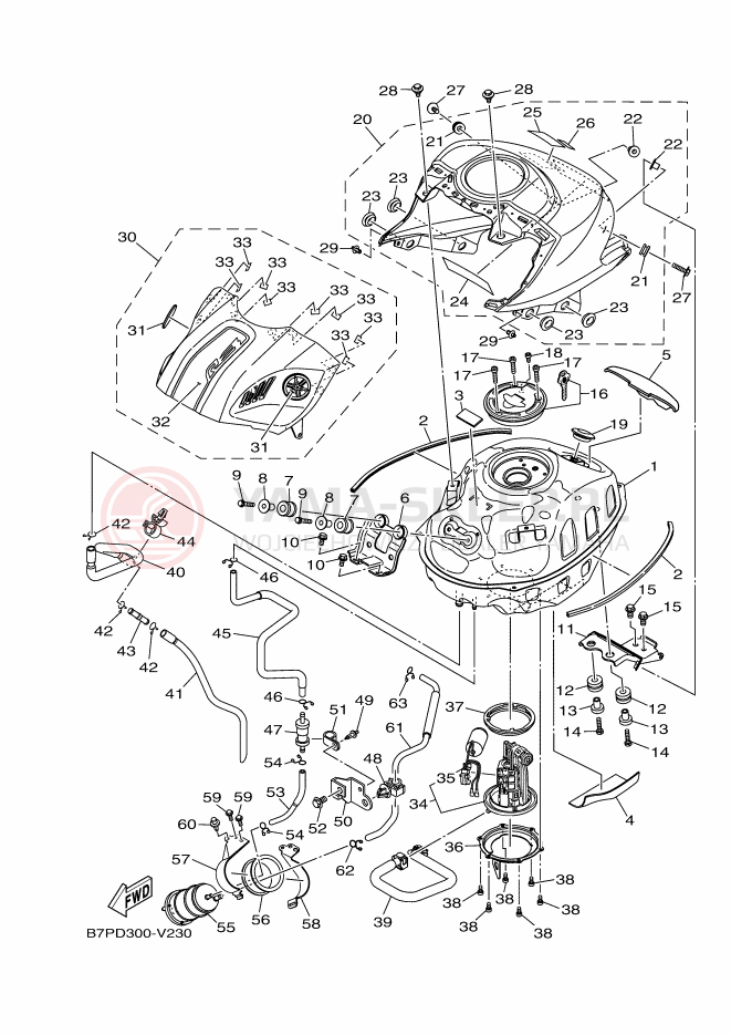Schemat "zbiornik paliwa" do Yamaha YZF-R3