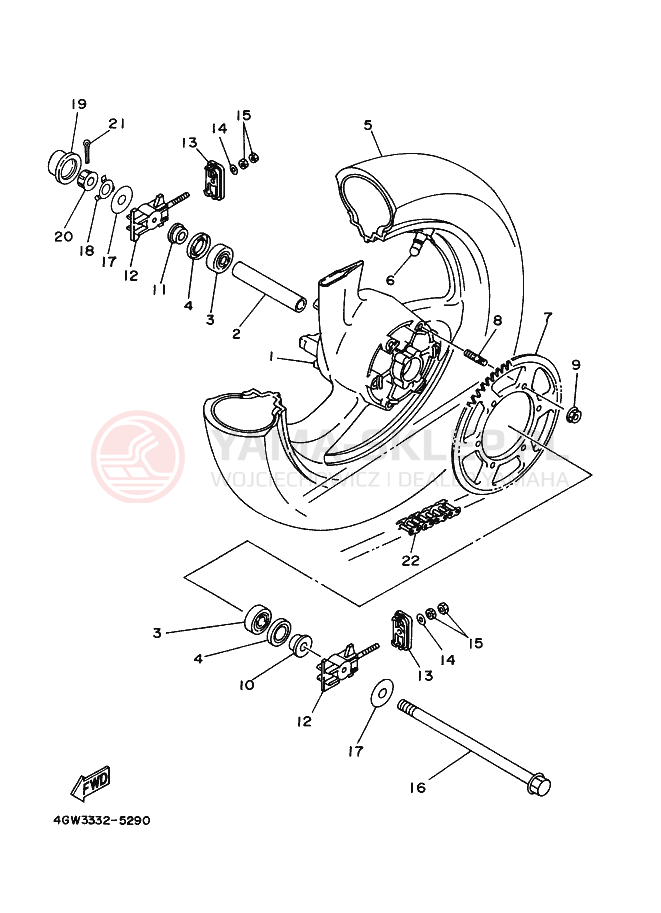 Schemat "Koło tył" do Yamaha TDR125