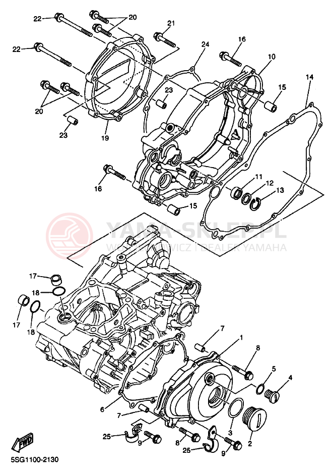 Schemat "Pokrywa silnika" do Yamaha YZ250F