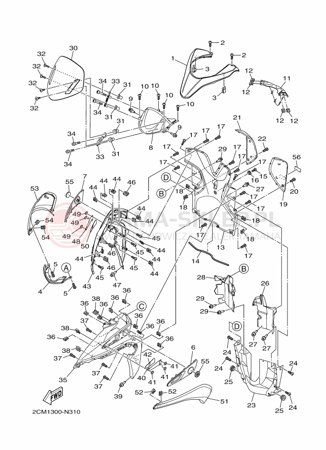 Schemat "OSŁONA NÓG" do Yamaha TRICITY