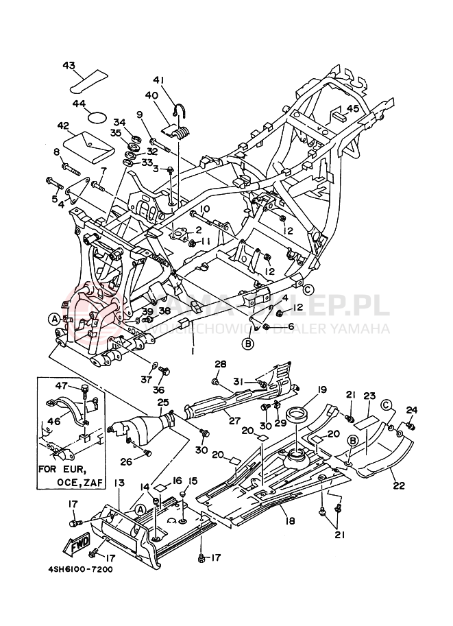 Schemat "rama" do Yamaha YFM400FW