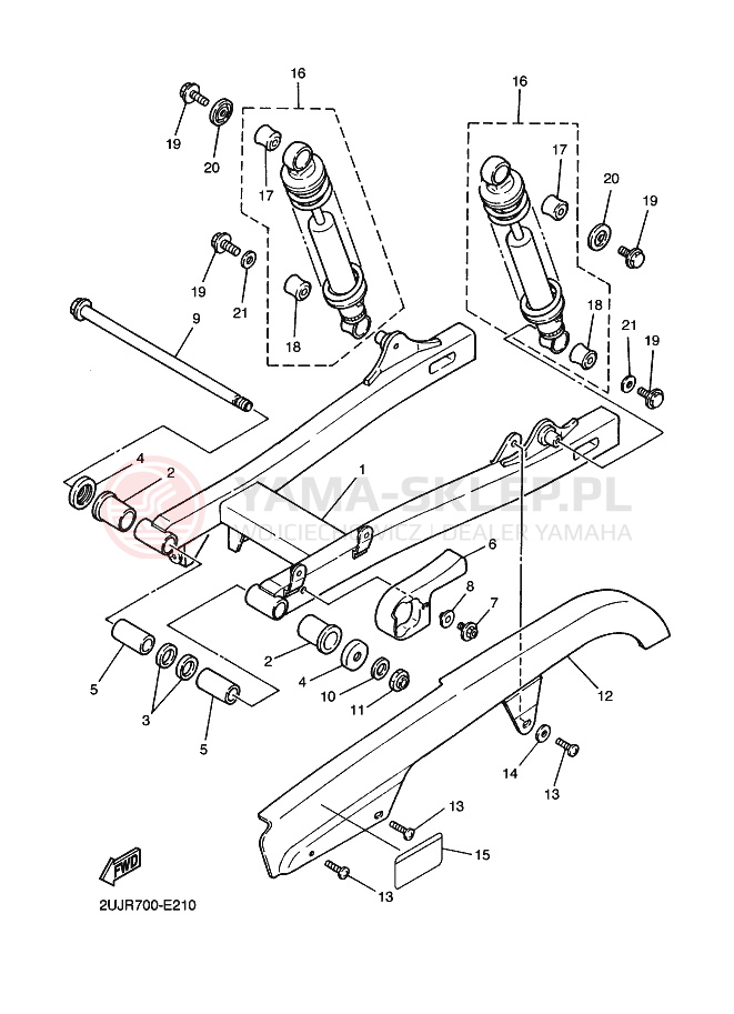 Schemat "wahacz, zawieszenie tył" do Yamaha VIRAGO