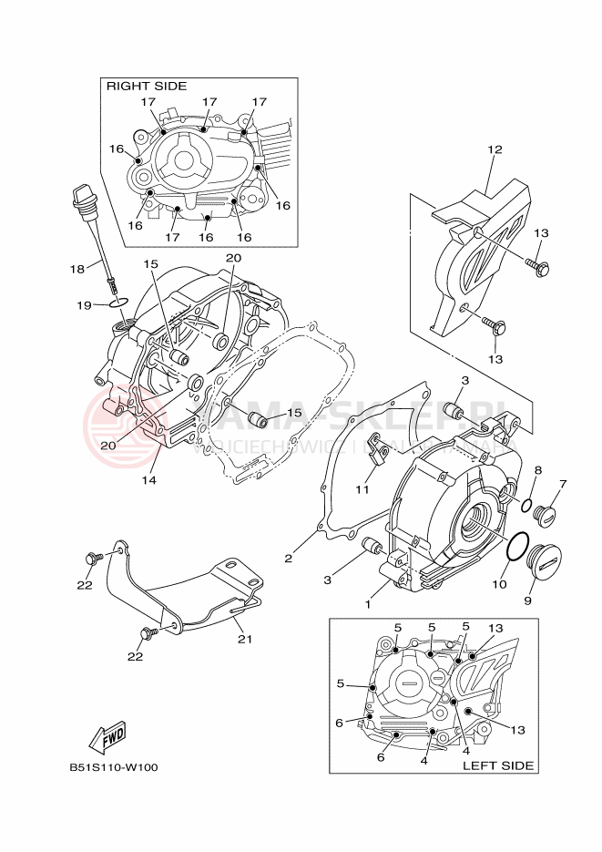 Schemat "Pokrywa silnika" do Yamaha TT-R110